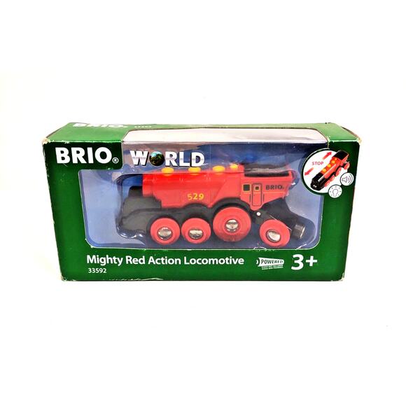 Brio World 33592 Battery Operated Wooden Mighty Red Action Locomotive for Train - Picture 1 of 7